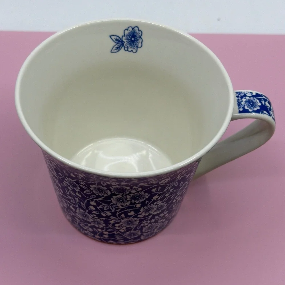 Pier 1 Imports Blue White Calico Floral Fine China Mug Coffee Tea Cup - Picture 2 of 9